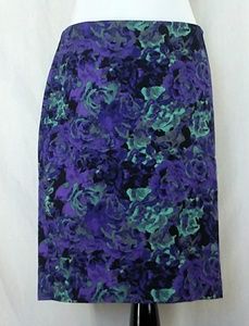 Talbots Size 12P Black Blue Purple Teal Skirt